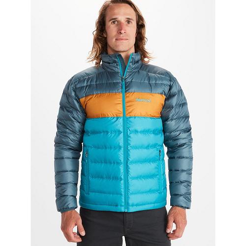 Marmot Ares Jackets - Mens Down Jacket Blue Grey CA293647 Canada